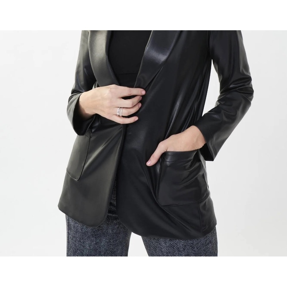 NWT Joseph Ribkoff Black Leatherette Blazer